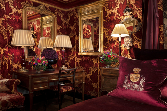 Intricate interiors in a suite at The Witchery's sister property 